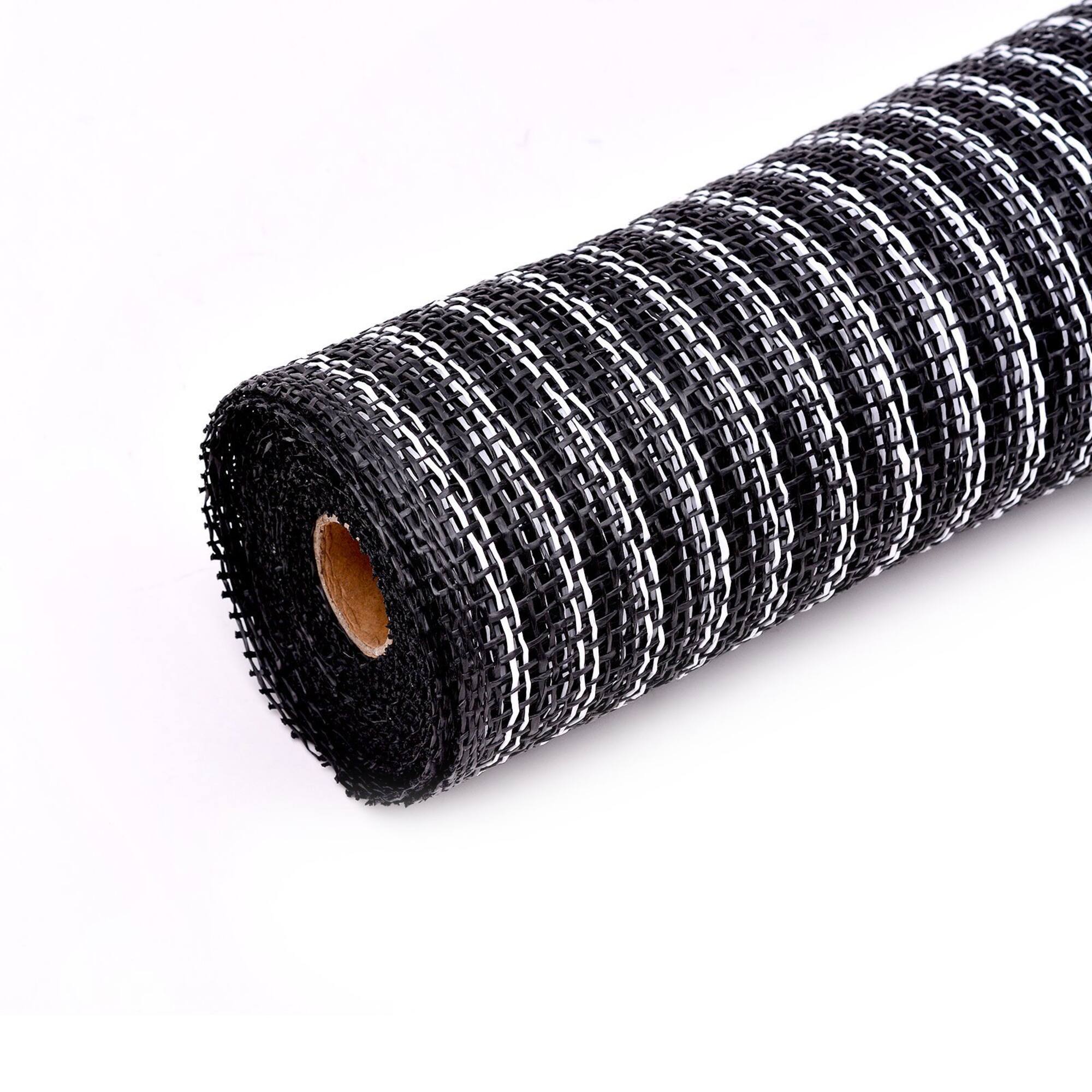 10" x 19ft. Black & White Stripe Poly Burlap Mesh by Celebrate It™